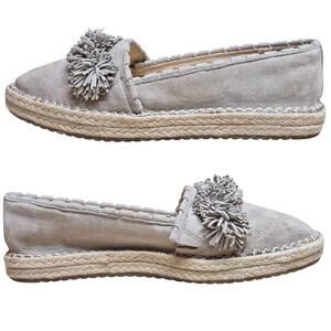 Sam Edelman Issa Bistro Taupe Tan Suede Fringe Espadrille Shoes Loafers Flats 8